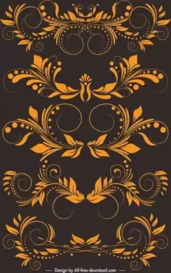 decorative elements templates yellow classical symmetric curves