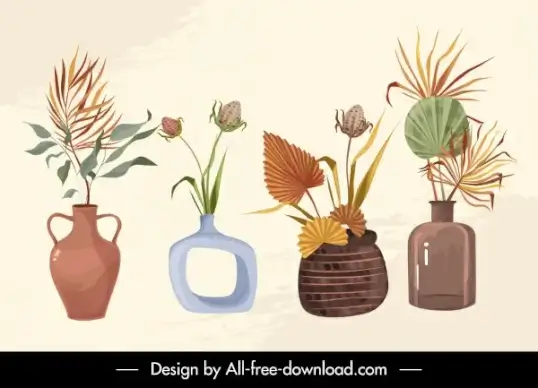 decorative floral vase icons elegant classical design