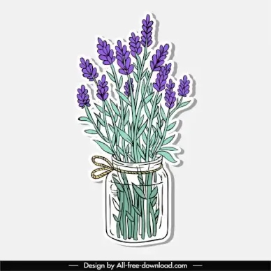 decorative flower pot icon colored flat classic handdrawn