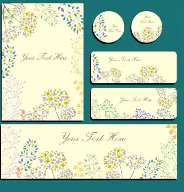 decorative flowers background sets round vertical horizontal shapes
