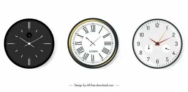 decorative hang clock icons modern circle shape