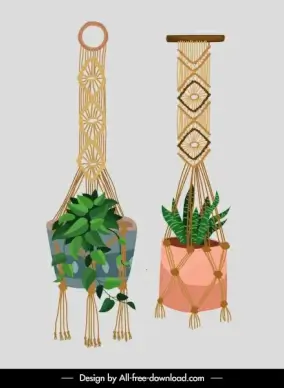 decorative houseplant templates retro boho knitting decor