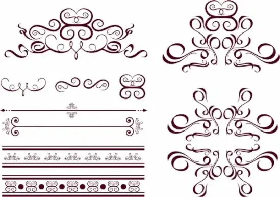 decorative icons design elements classical curves decoration