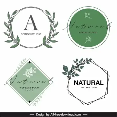 decorative logo templates flat geometric shapes plants decor