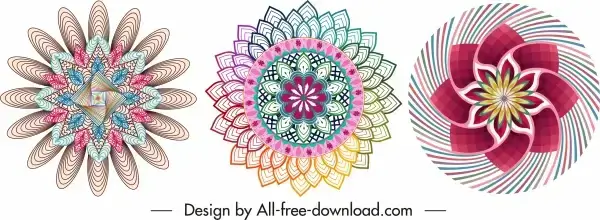 decorative pattern design elements symmetric swirled illusion shapes