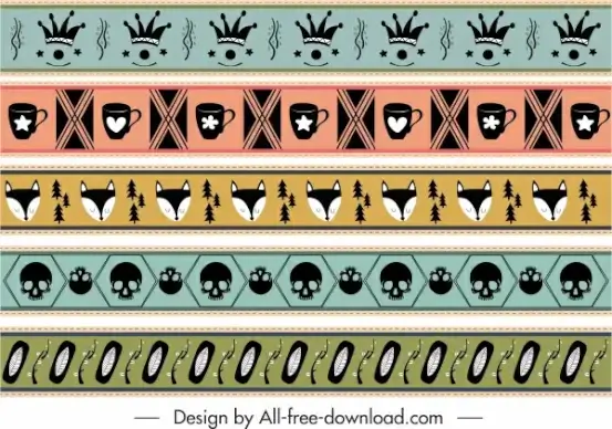 decorative pattern repeating various symbols sketch