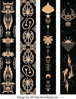 decorative pattern templates dark design retro cultural decor