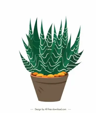 decorative plant pot icon fresh green tree sketch