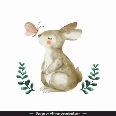 decorative rabbit elegant cute classic handdrawn sketch