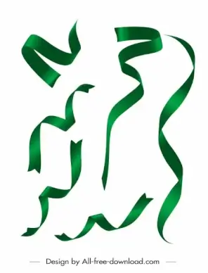 decorative ribbon template shiny green 3d twisted shapes