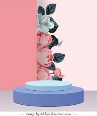 decorative stage poster template 3d design classical botany