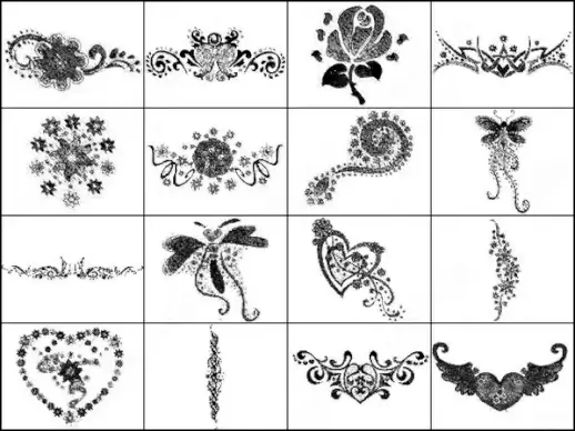 decorative valentine heart and flower brush