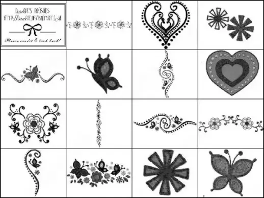 decorative valentine heart and flower brush