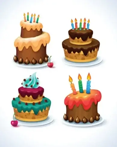 delicious birthday cake creative vector