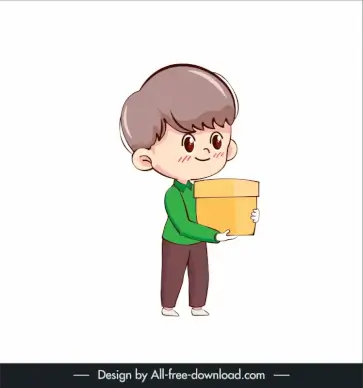 delivery man chibi character icon cute handdrawn cartoon sketch