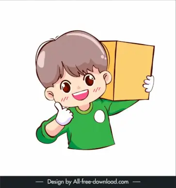 delivery man chibi character icon cute handdrawn cartoon sketch