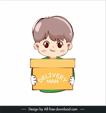 delivery man chibi icon cute cartoon character sketch