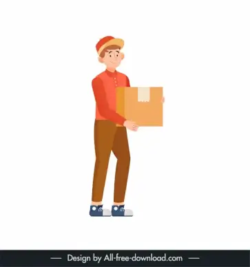 delivery man icon man carrying goods sketch cartoon character outline 