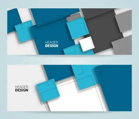 delusion abstract header design template sets with squares
