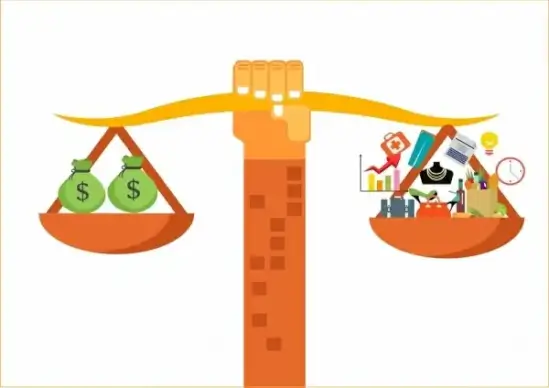 demand and income concept balance icon