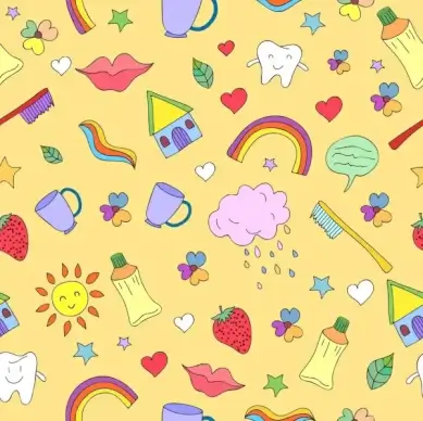 dental background colorful repeating icons decor