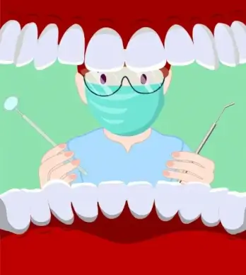 dental background dentist mouth jaw icons cartoon design