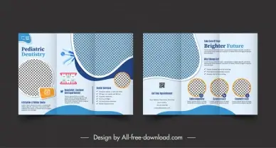 dental clinic brochure template checkered circles curves decor