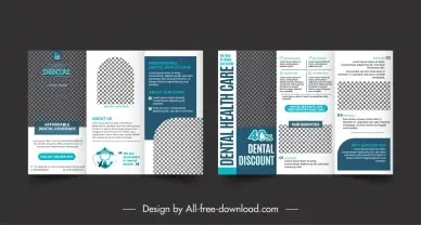 dental clinic brochure template contrast checkered geometry layout