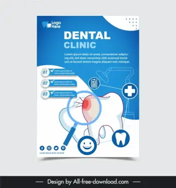 dental clinic poster template bright elegant dental elements 