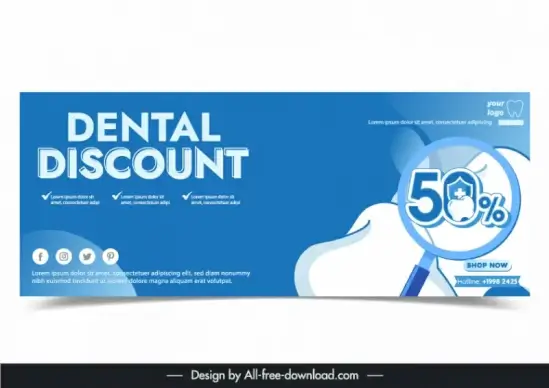 dental discount poster template teeth magnifier design 