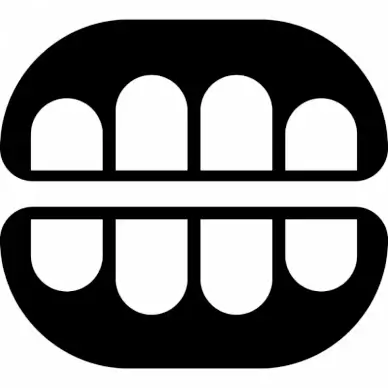 dental sign icon teeth open sketch symmetric flat black white outline