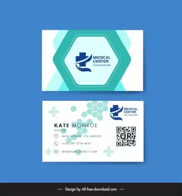dentist business card template geometric hexagon medical cross