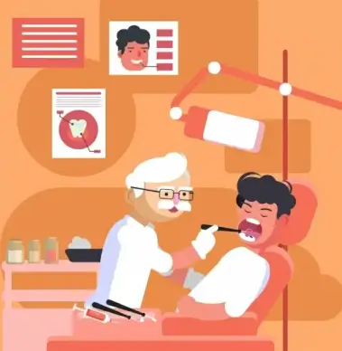 dentistry background dentist patient icon cartoon characters