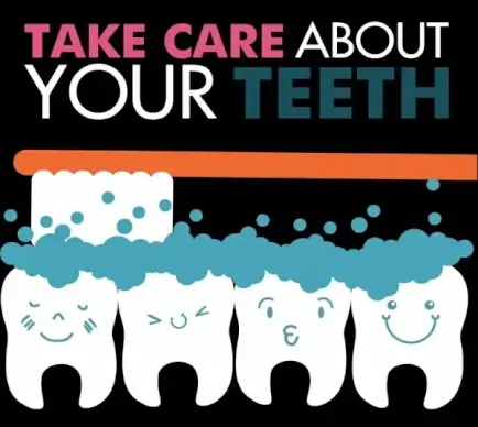 dentistry poster funny stylized teeth toothbrush icons