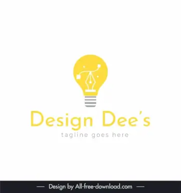 design dees logo template flat lightbulb shape fountain pen sketch