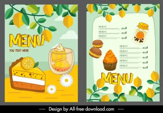 dessert menu template colorful classic handdrawn decor