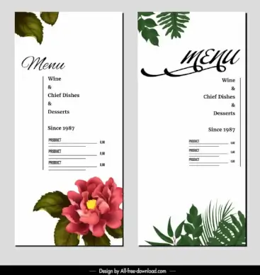 dessert menu template elegant bright floral leaves decor