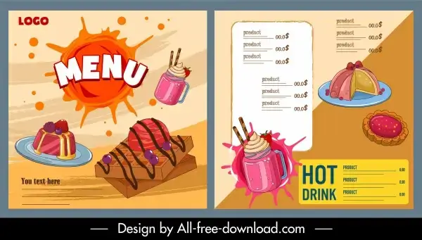 dessert menu templates grunge dynamic classic food decor