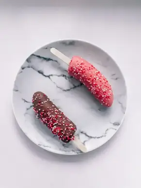 dessert picture elegant closeup stick ice cream dish