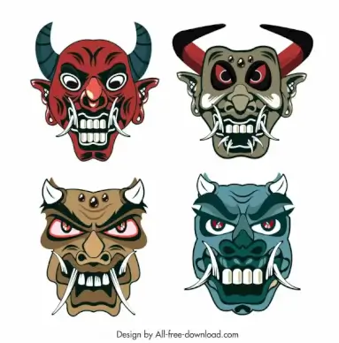 devil mask templates horror horned faces sketch