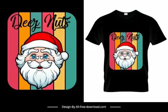 dezz nutz tshirt template santa claus face sketch stripes decor