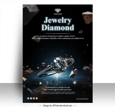 diamond ring poster template dynamic 3d contrast