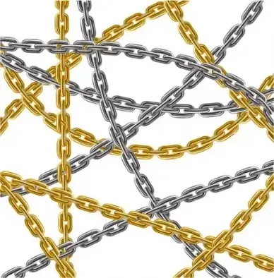 different metal chain art background vector