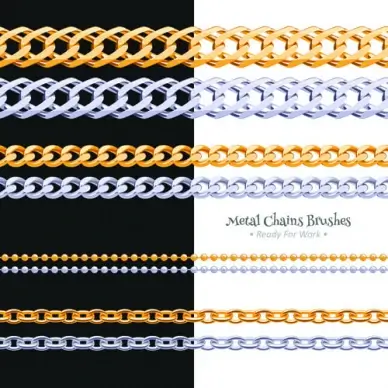different metal chain borders vector set
