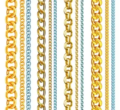 different metal chain borders vector set