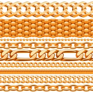 different metal chain borders vector set