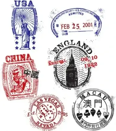 different retro seal design vector set