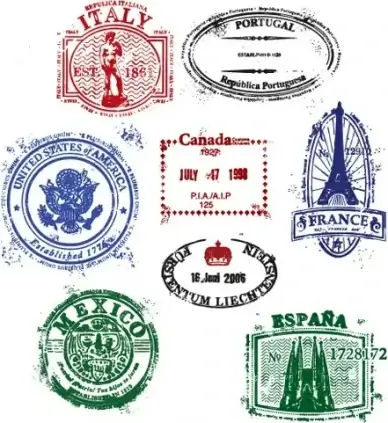 different retro seal design vector set