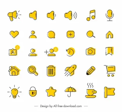 digital application icons collection retro flat design