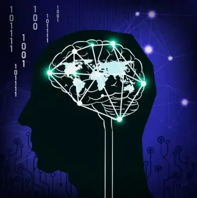 digital background head brain icon dark silhouette design